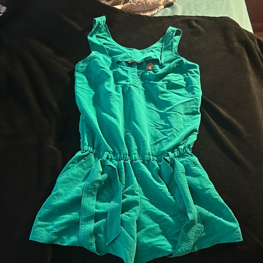 New York & Co romper S green teal Y2K Vintage small